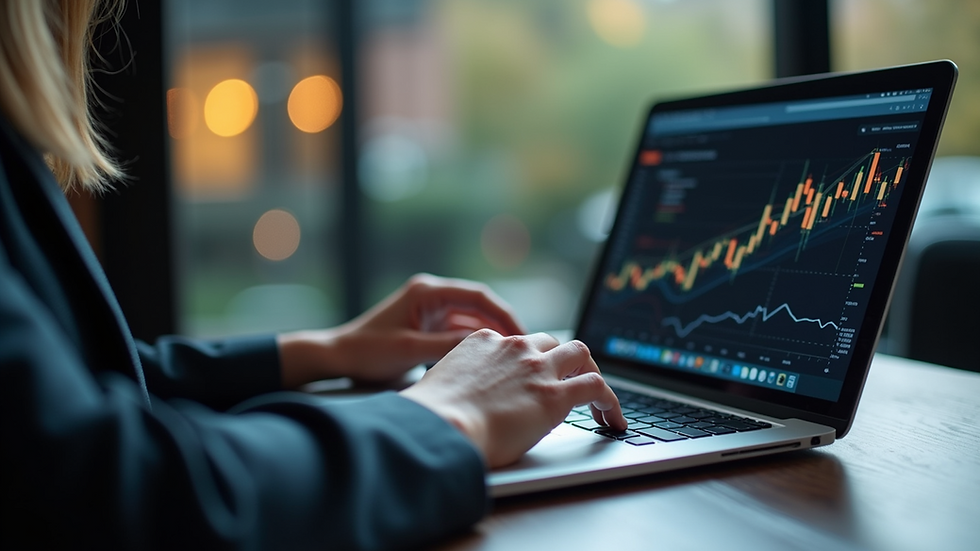 Close-up view of a person analyzing SEO data on a laptop