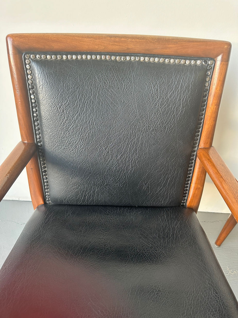 Thumbnail: Can be sold as pairs. The walnut framework with tapering and flaring legs and ar