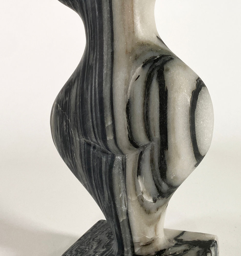 Thumbnail: "Mini 89" Swiss Modern Zebra Marble Abstract Sculpture, Evelyne Brader-Frank
