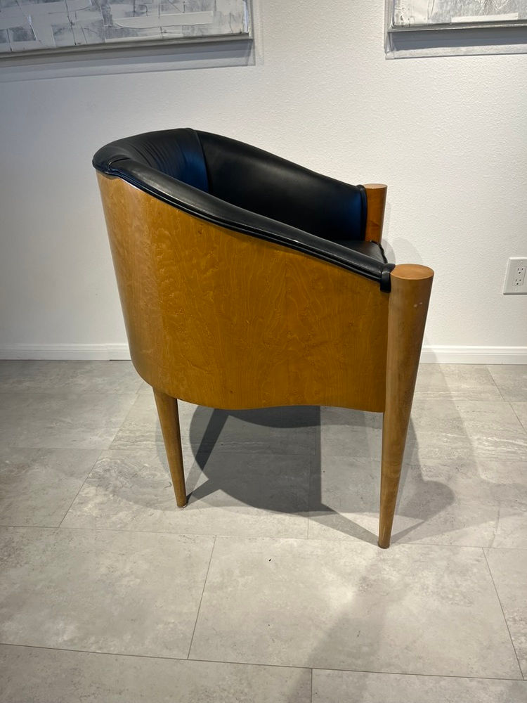 Thumbnail: A Set of 6 American Modern Birch and Leather Armchairs, Michael Graves, for Suna