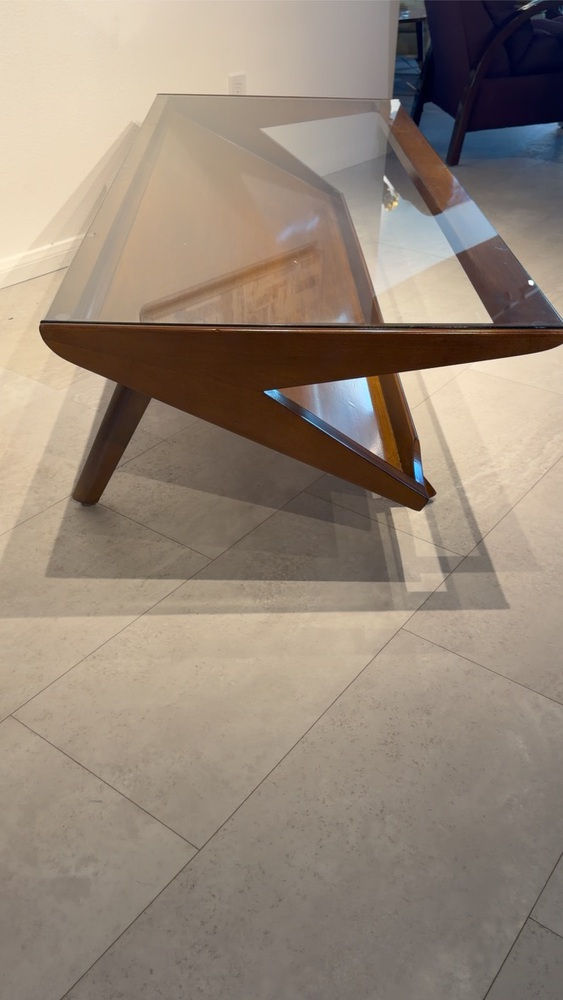 Thumbnail: American Modern Dark Walnut and Glass Coffee Table, Paul Laszlo