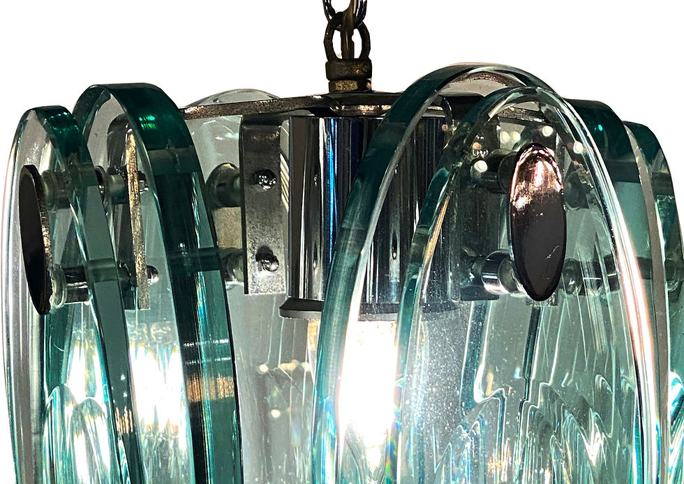 Thumbnail: Italian Modern Glass & Polished Nickel Chandelier, Max Ingrand for Fontana Arte
