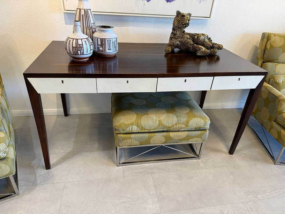 Thumbnail: French Modern, Mahogany & Parchment Bureau Plat, 1950's