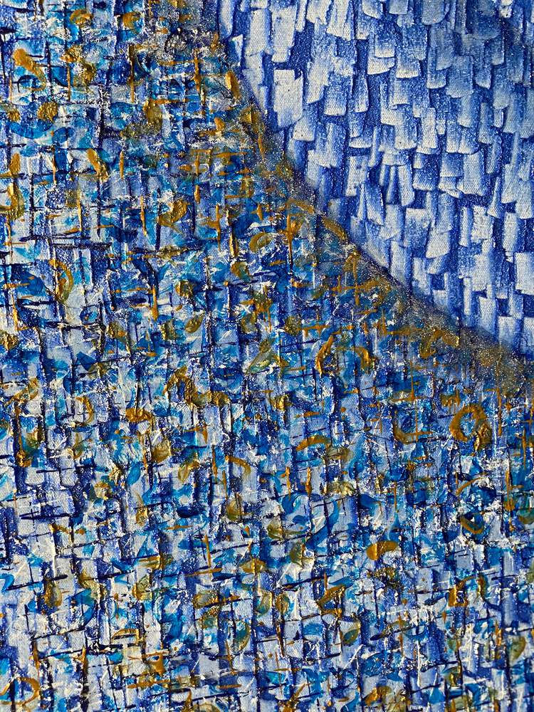 Thumbnail: American Modern Abstract Mixed-Media on Canvas "Cosmos", Hyunae Kang
