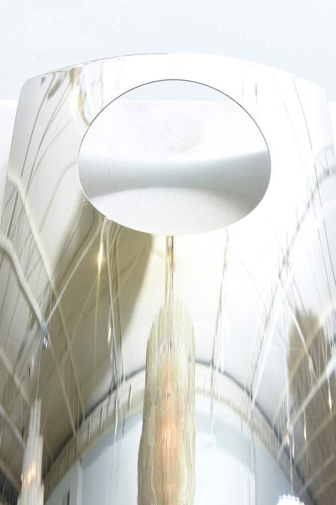 Thumbnail: Pair of Italian Modern Polished Chrome and Stainless Steel Wall Lights, Sconces