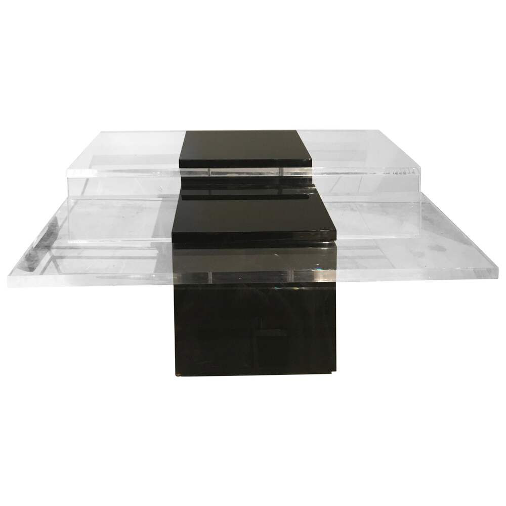 Italian Modern Lucite and Lacquer Coffee Table, Saporiti