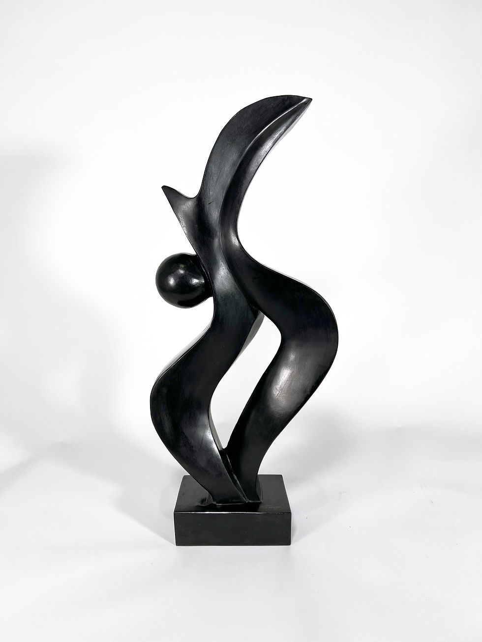 Thumbnail: Swiss Modern Black Basalt Abstract Sculpture, Evelyne Brader-Frank "Angoona"