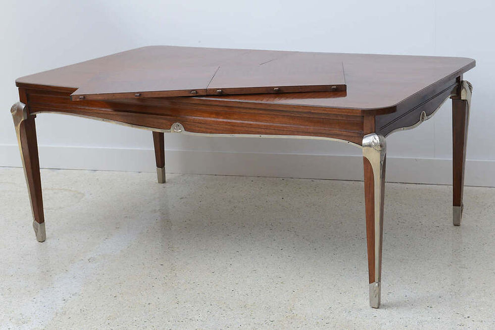 Thumbnail: Late Art Deco Palisander Extension Dining Table by Jean Pascaud