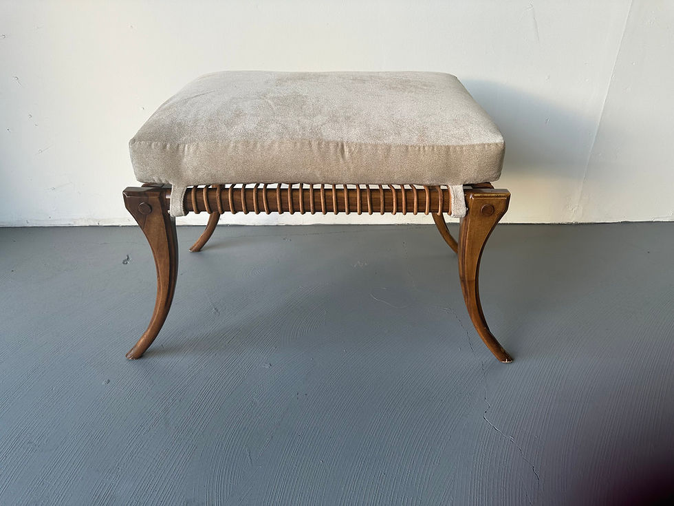 Thumbnail: An American Modern Walnut and Leather Bench, style of T.H. Robsjohn Gibbings