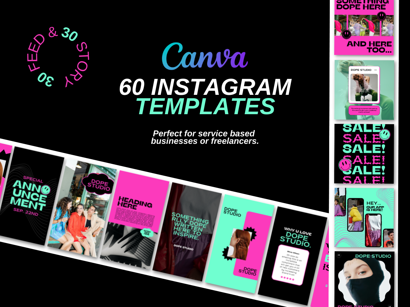 60 INSTAGRAM TEMPLATES (Canva Compatible)