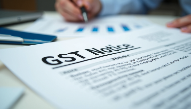 Close-up view of a GST notice document with highlighted mismatch details