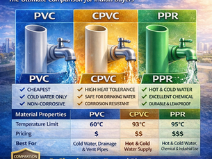 PVC CPVC PPR Pipes Comparison Essential Guide for Indian Buyers on Material Properties Pricing and Applications