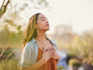 Warm breathing calmly in nature