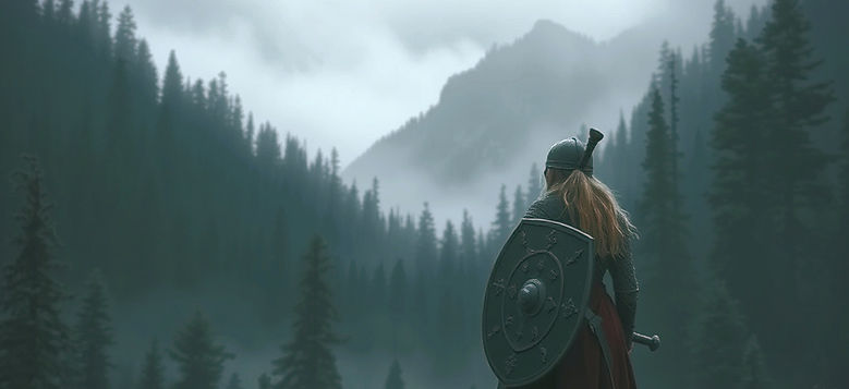 DARK LANDSCAPE OF FOREST AND MOUNTAINS W