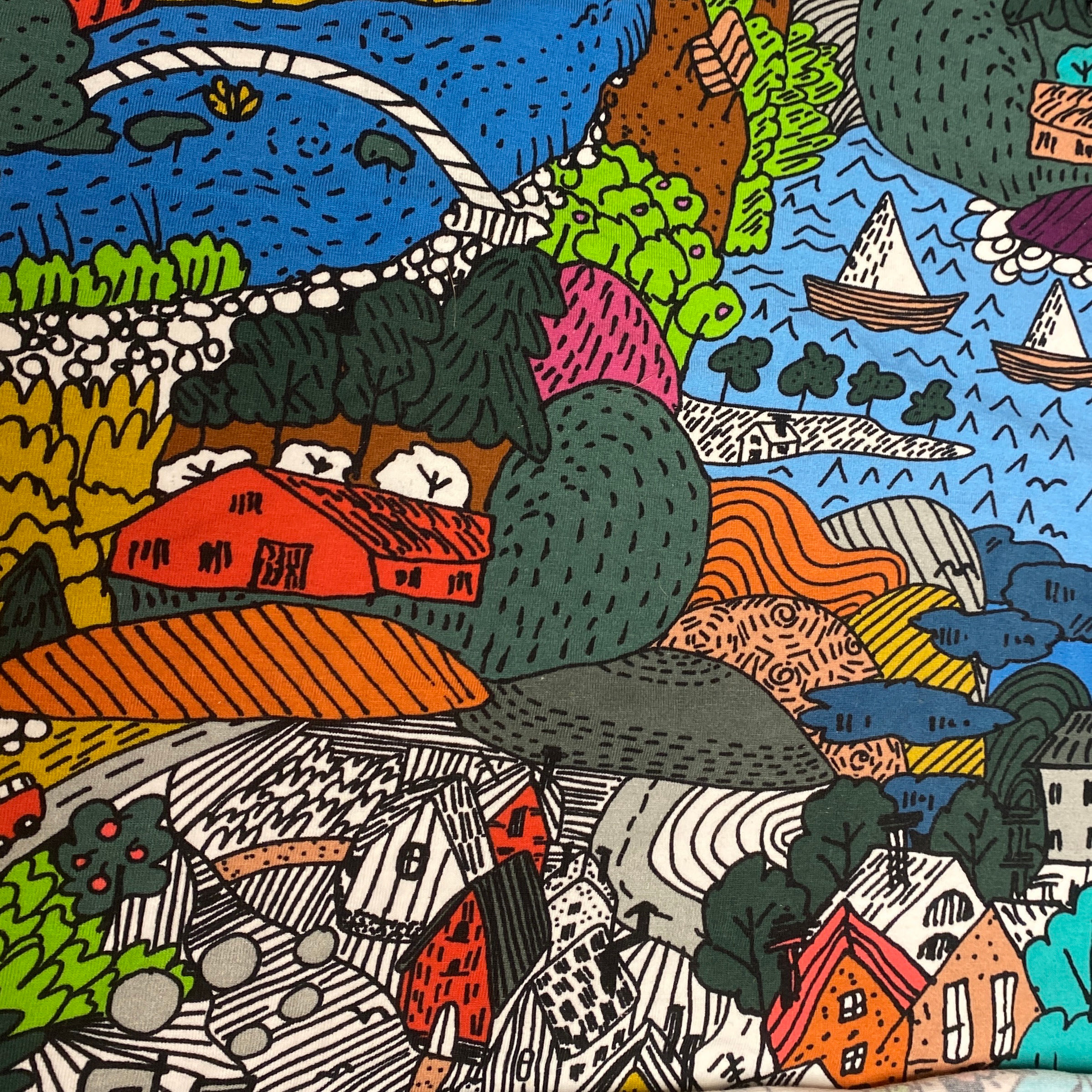 Tissu paysage dessin