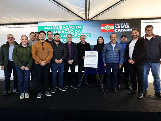 Governador inaugura obras de revitalização do Aeroporto de Videira e autoriza compra de estação meteorológica