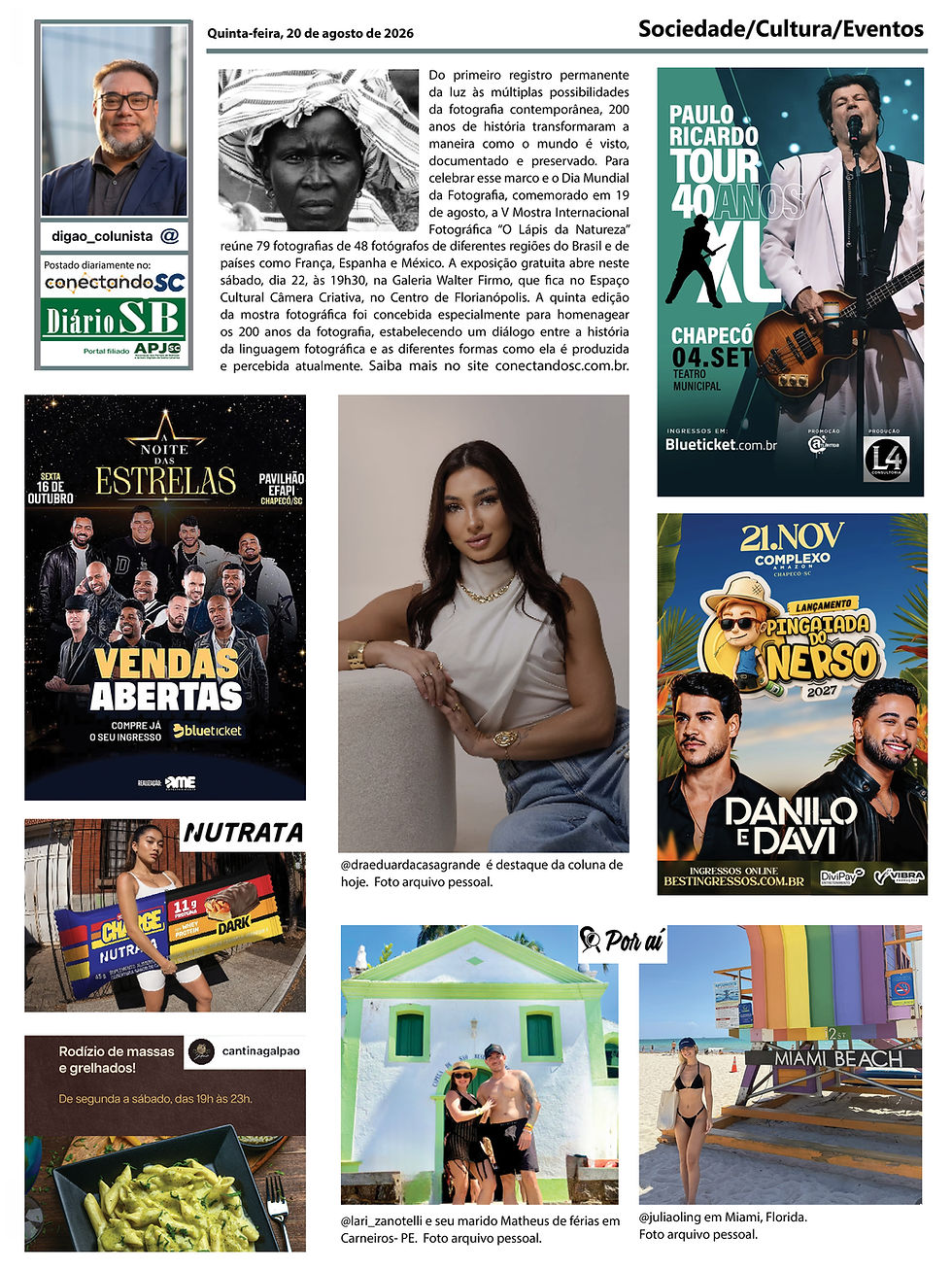 Coluna social 20 agosto 2026