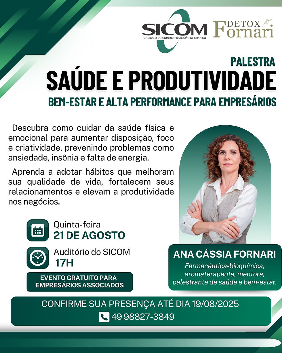 PALESTRA ORIENTA EMPRESÁRIOS SOBRE SAÚDE E PRODUTIVIDADE NESTA QUINTA