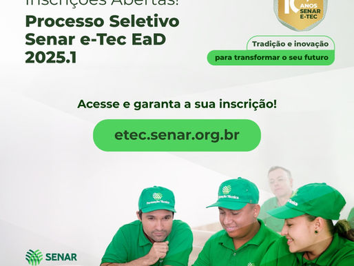Inscrições para cursos técnicos do Senar/SC 