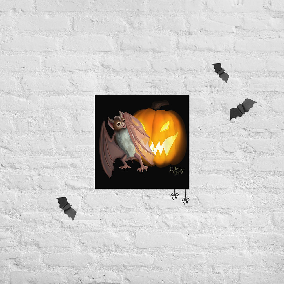 Thumbnail: Halloween Vampire Bat and Pumpkin Poster