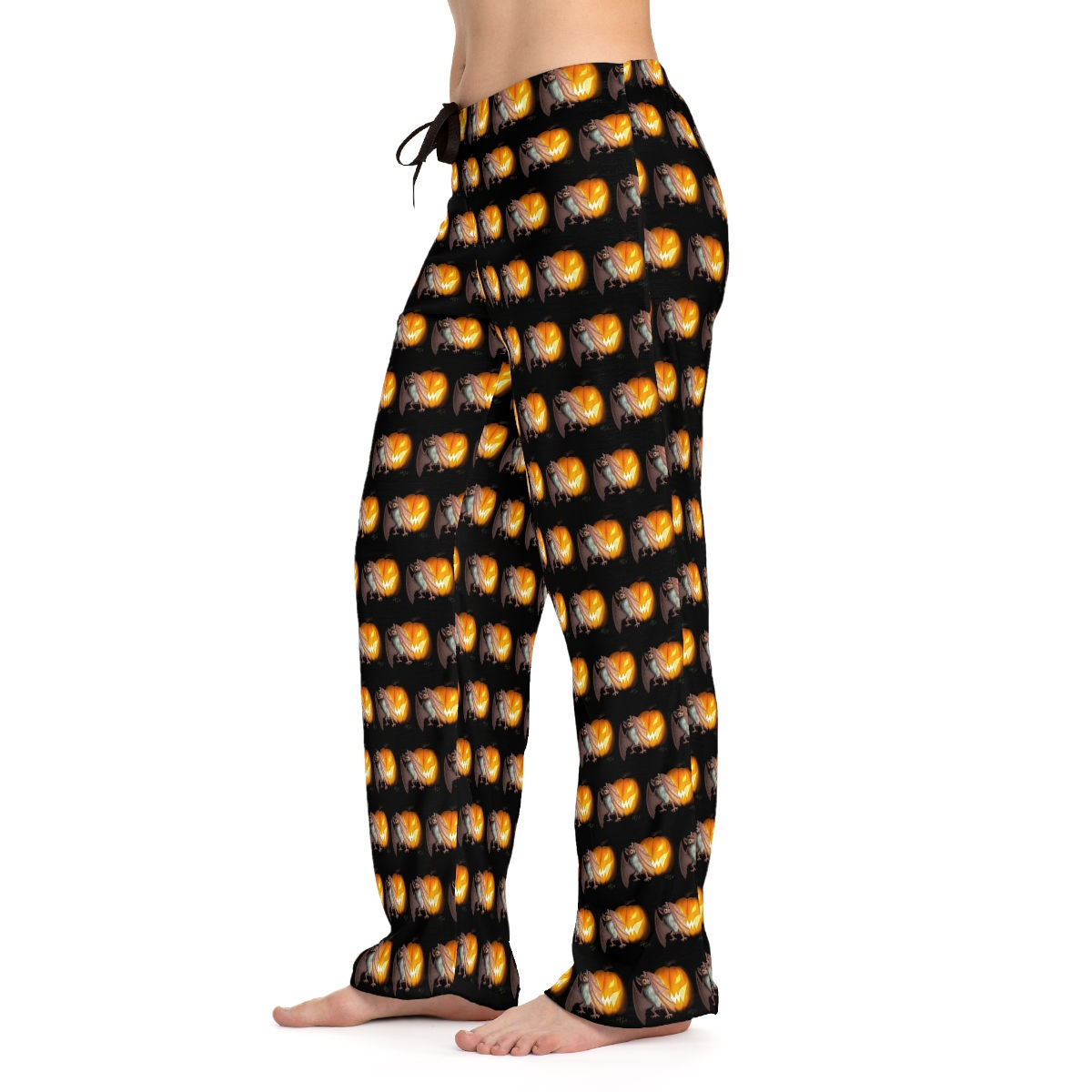 Halloween Vampire Bat and Pumpkin Jack o'lantern Pajama Pants