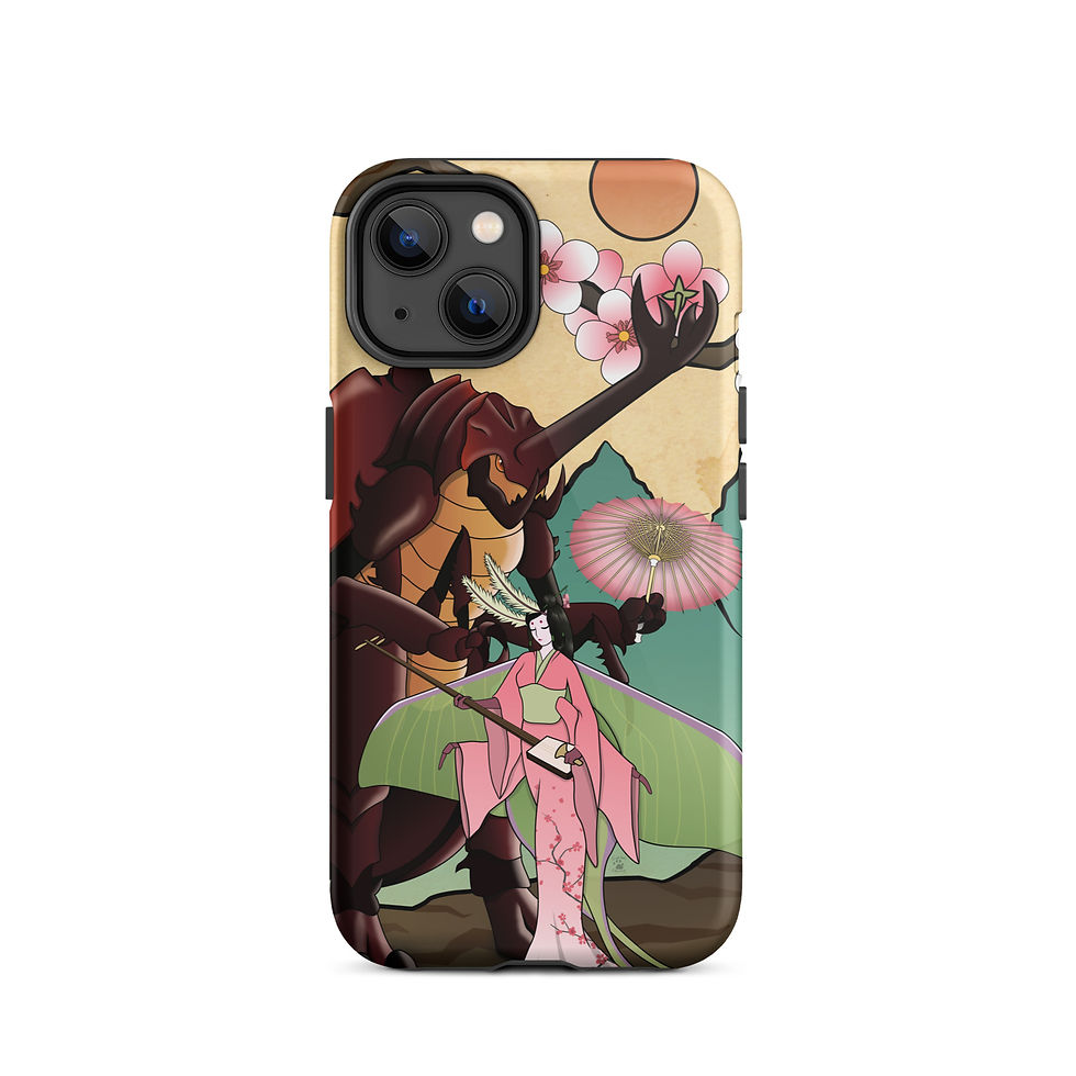 Thumbnail: Beauty (Lunar Moth) and the Beast (Rhinoceros Beetle) Tough iPhone case