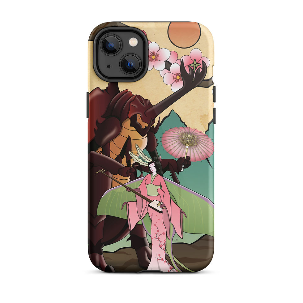 Thumbnail: Beauty (Lunar Moth) and the Beast (Rhinoceros Beetle) Tough iPhone case