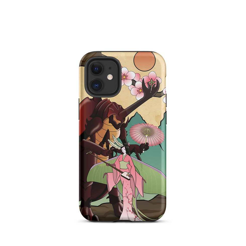 Thumbnail: Beauty (Lunar Moth) and the Beast (Rhinoceros Beetle) Tough iPhone case
