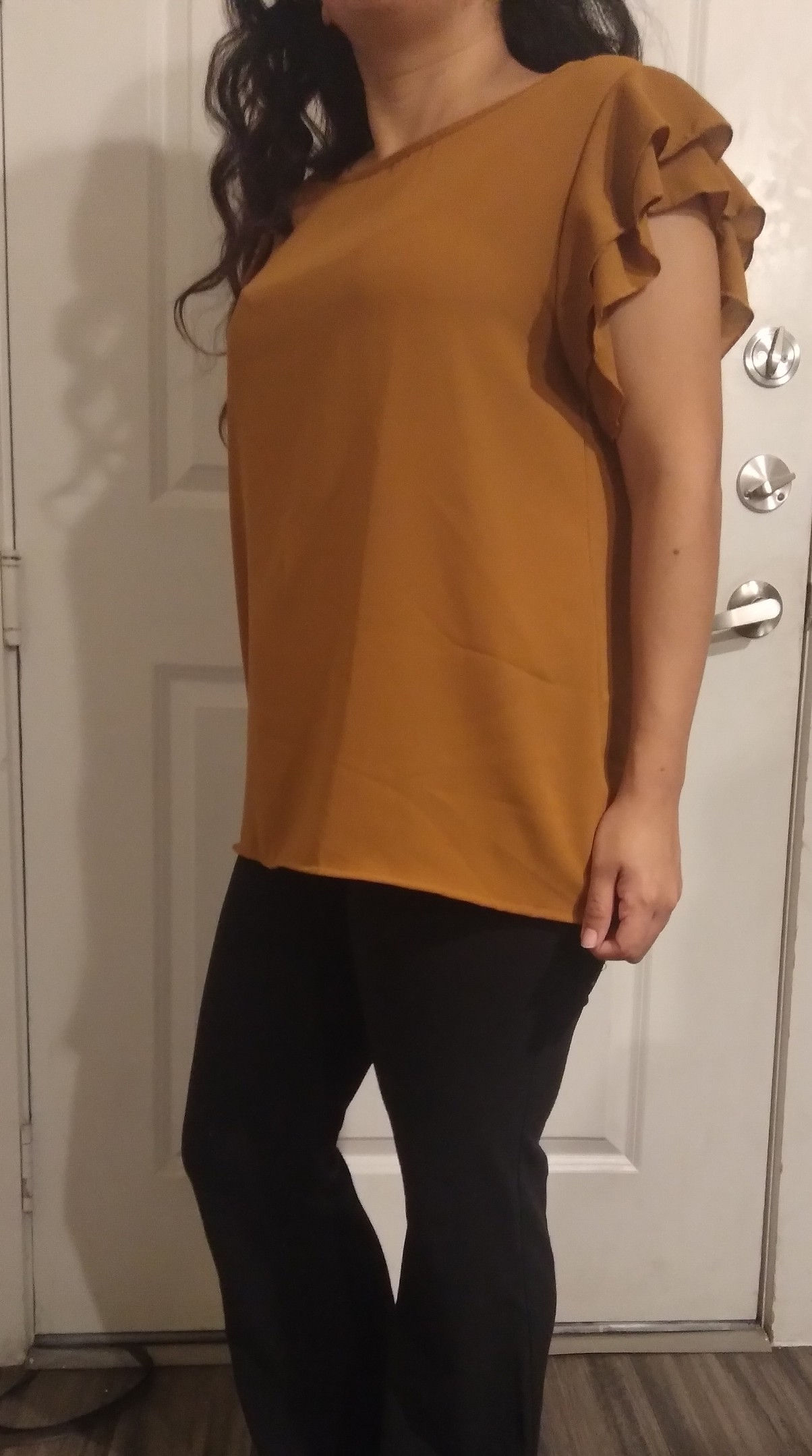 Cognac Ruffle Blouse