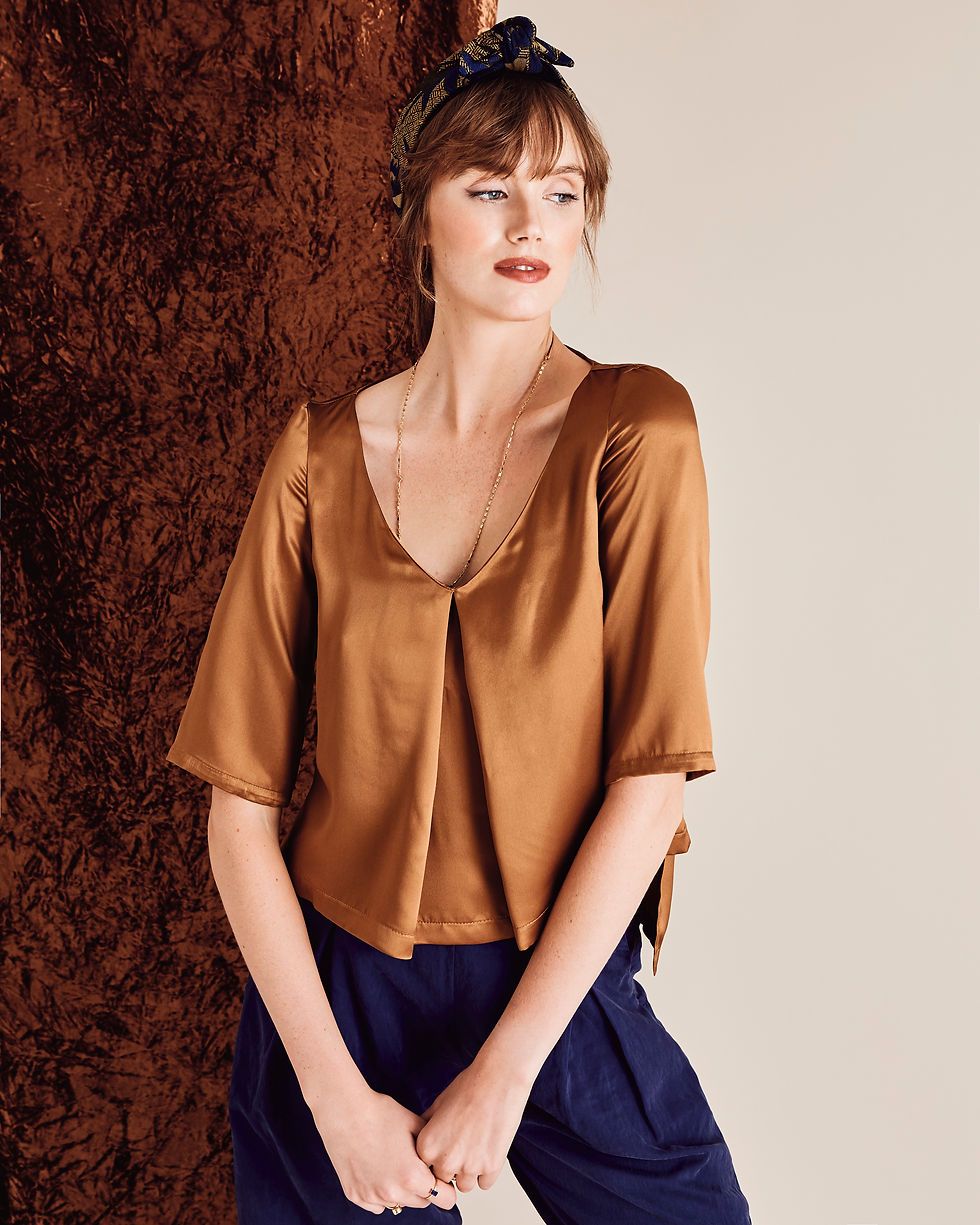 Thumbnail: Bronze Silk Boxy Sienna Top