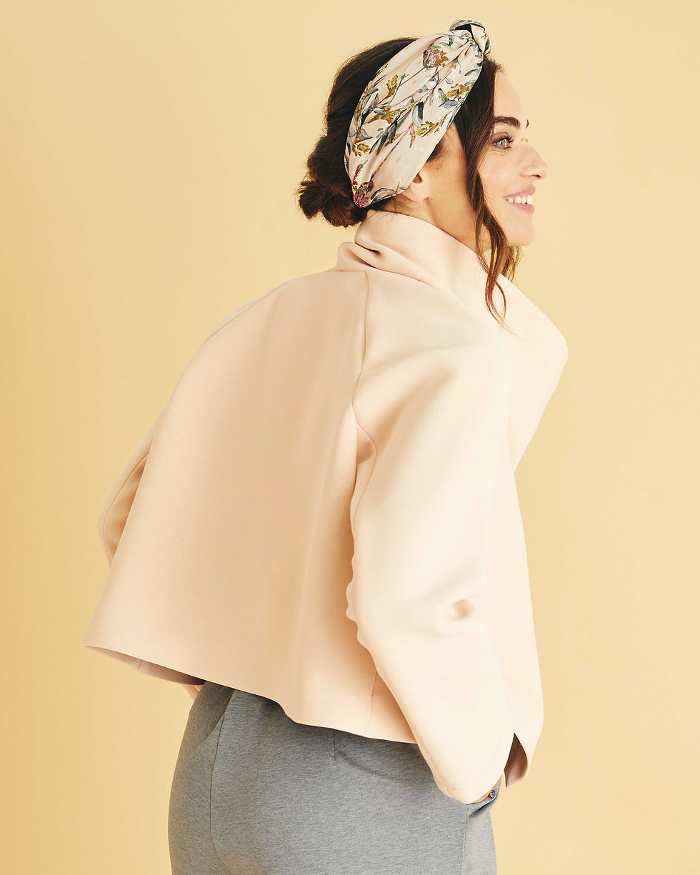 Thumbnail: Two-Tone Pink on Grey Demi Cropped Jacket