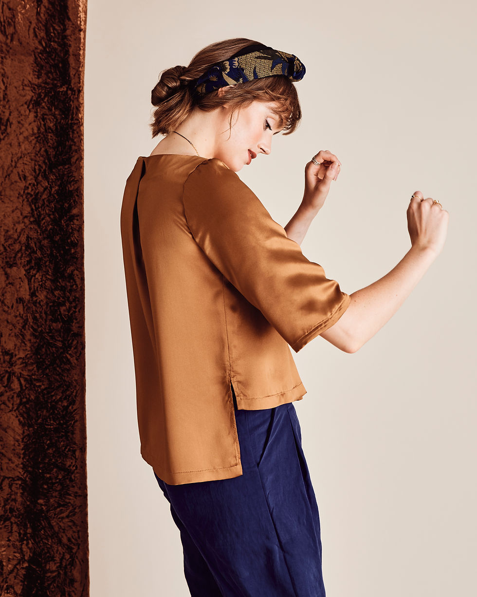 Thumbnail: Bronze Silk Boxy Sienna Top