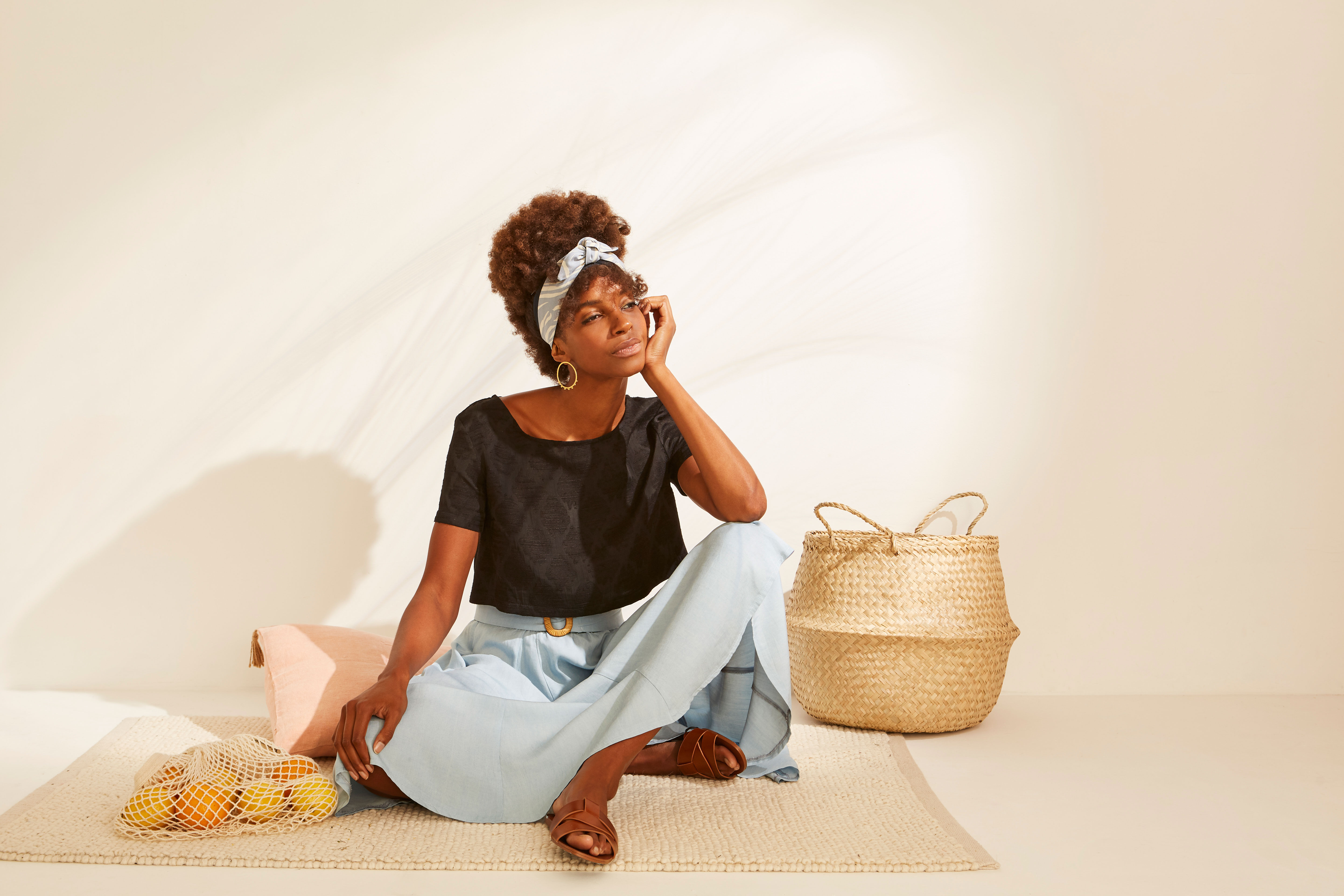 Jamila Sky Blue Midi-skirt