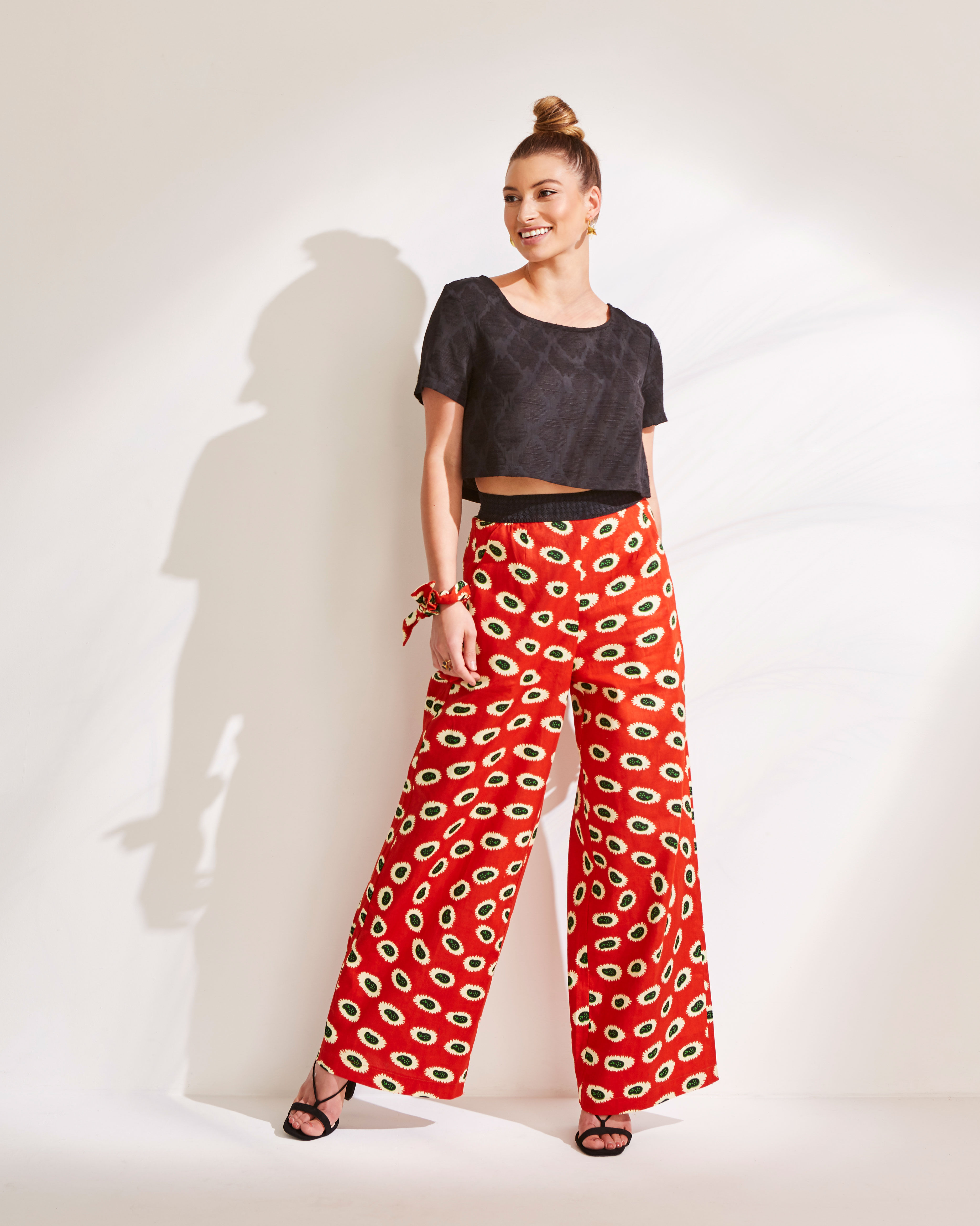 Anika Waxprint High-waisted Wide-leg Keyla Trousers