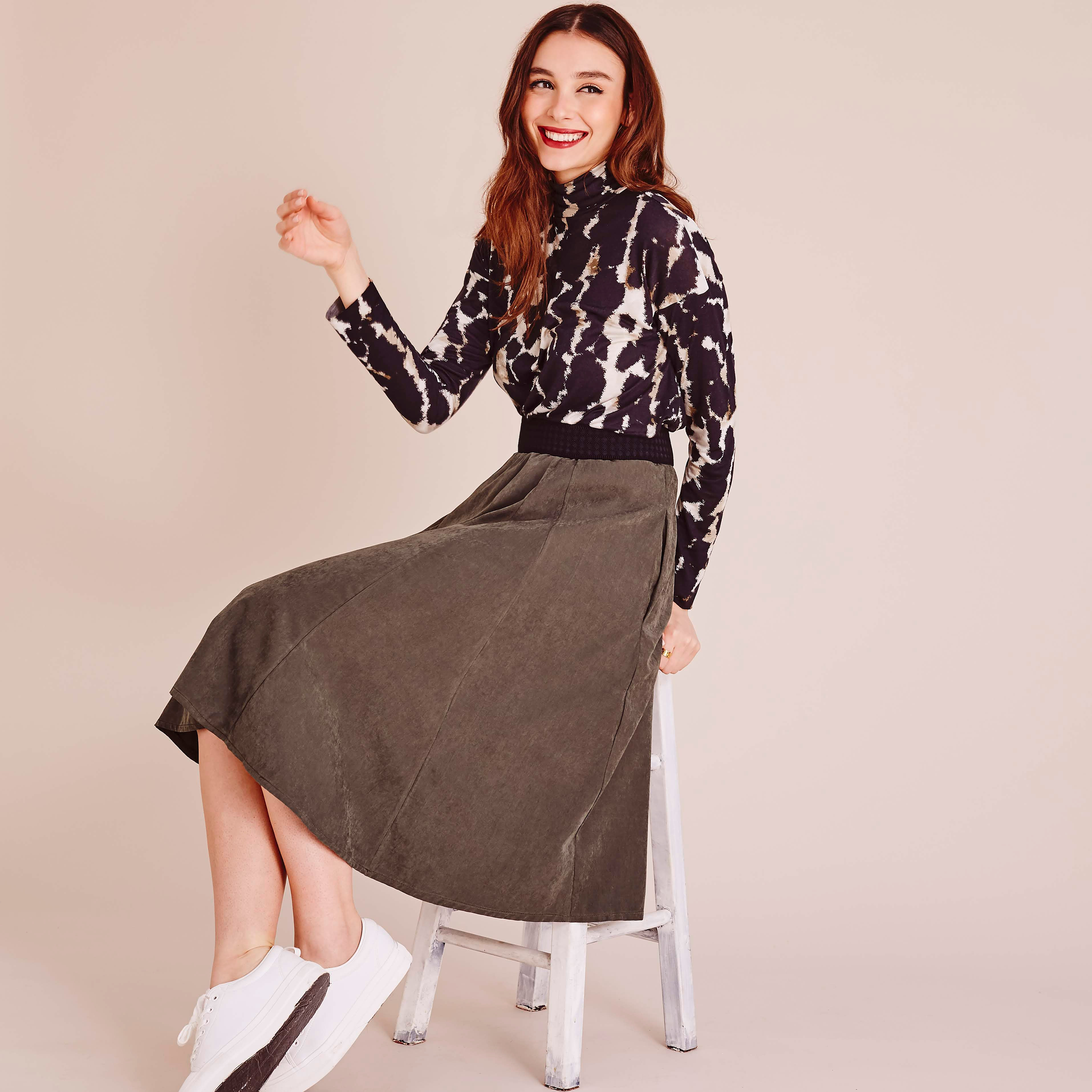 Jupe Jamila Cupro Vert Kaki