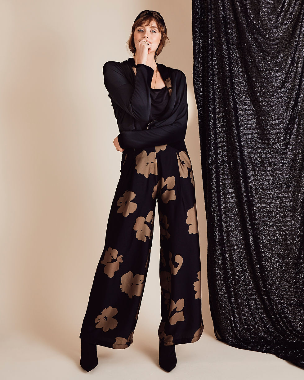 Thumbnail: Black Marigold High Waisted Wide-Leg Ember  Trousers