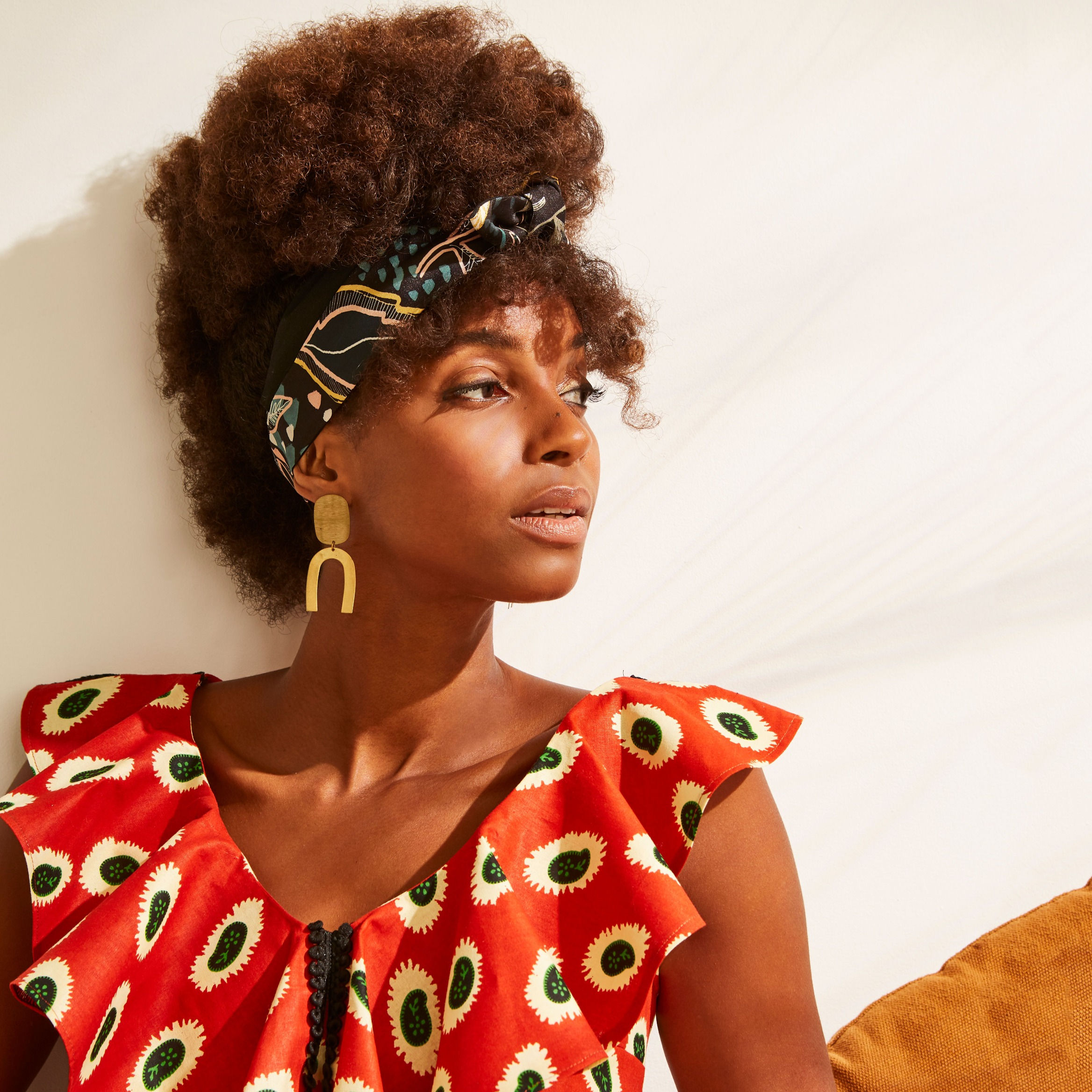 Floral print Black Ivy Knot-tie Headband