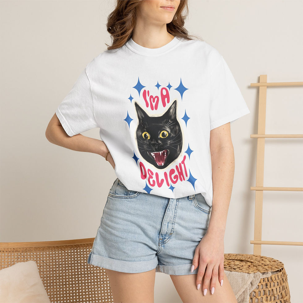 Thumbnail: Cat Tee — "I'm a Delight" Black Cat Graphic T-Shirt