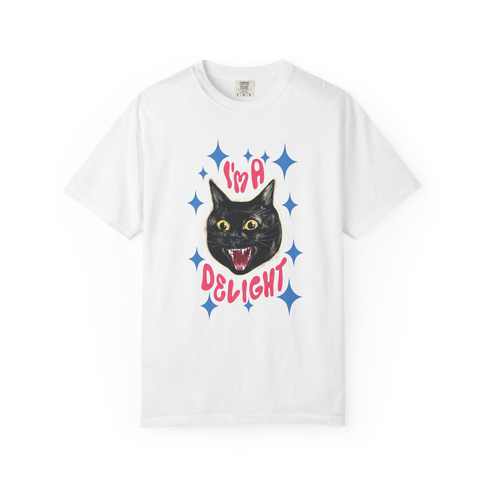 Thumbnail: Cat Tee — "I'm a Delight" Black Cat Graphic T-Shirt