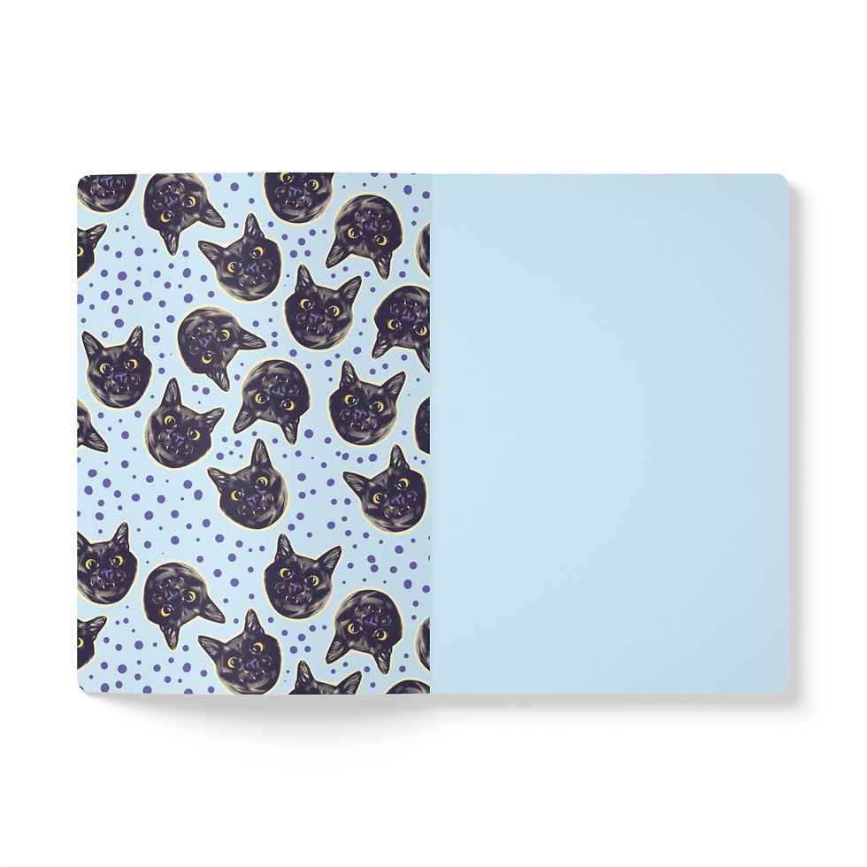 Thumbnail: Cat Illustration Journal — “In your back to what era?” Blue Softcover Notebook