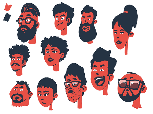 Minimalistic 2d tech start-up characters