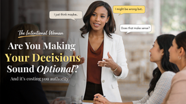 professional woman speaking in a meeting demonstrating confident communication and leadership presence