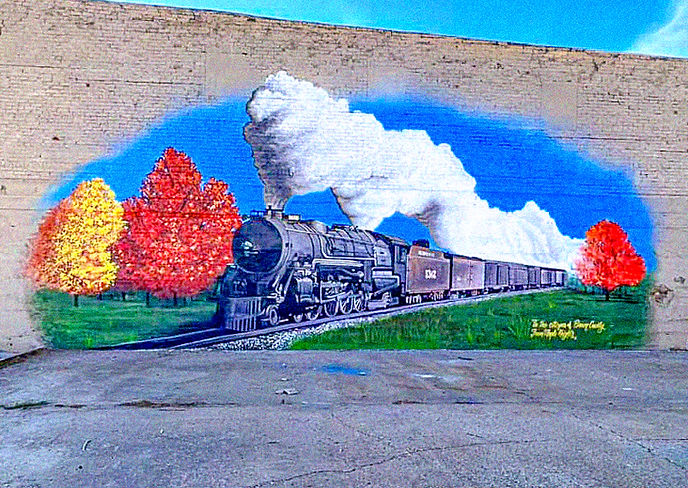 "To the Citizens of Brown County" mural by local artists in Hiawatha, Kansas