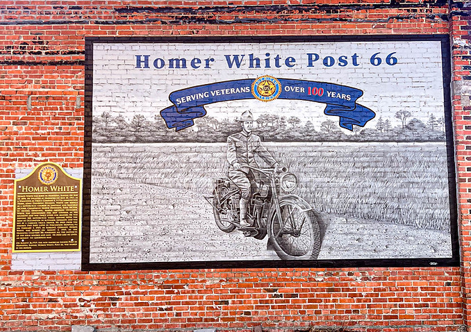 “Homer White Post 66” mural by local artists in Hiawatha, Kansas
