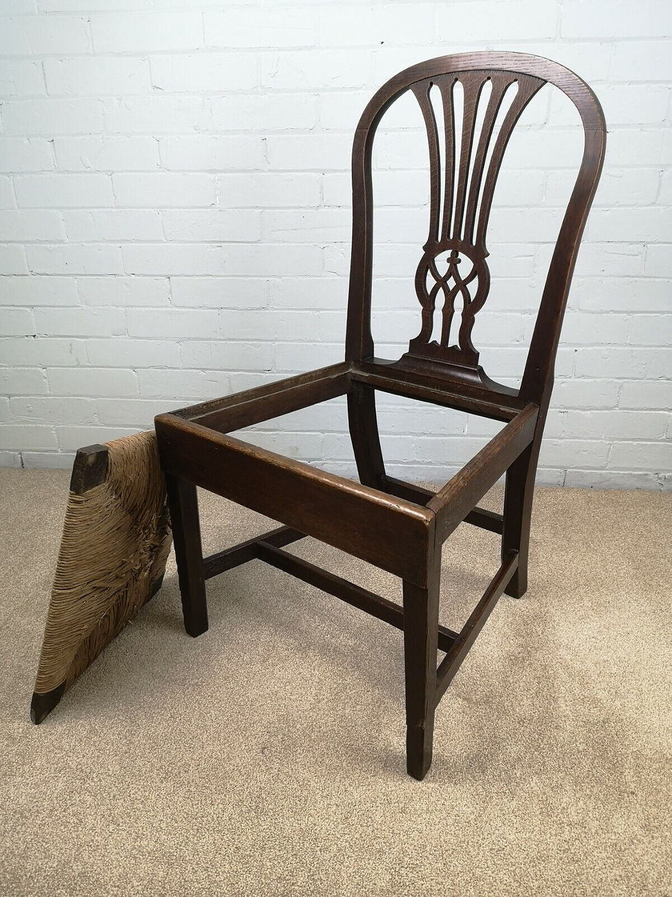 Thumbnail: 19th Century Rush Seated Chair in Oak