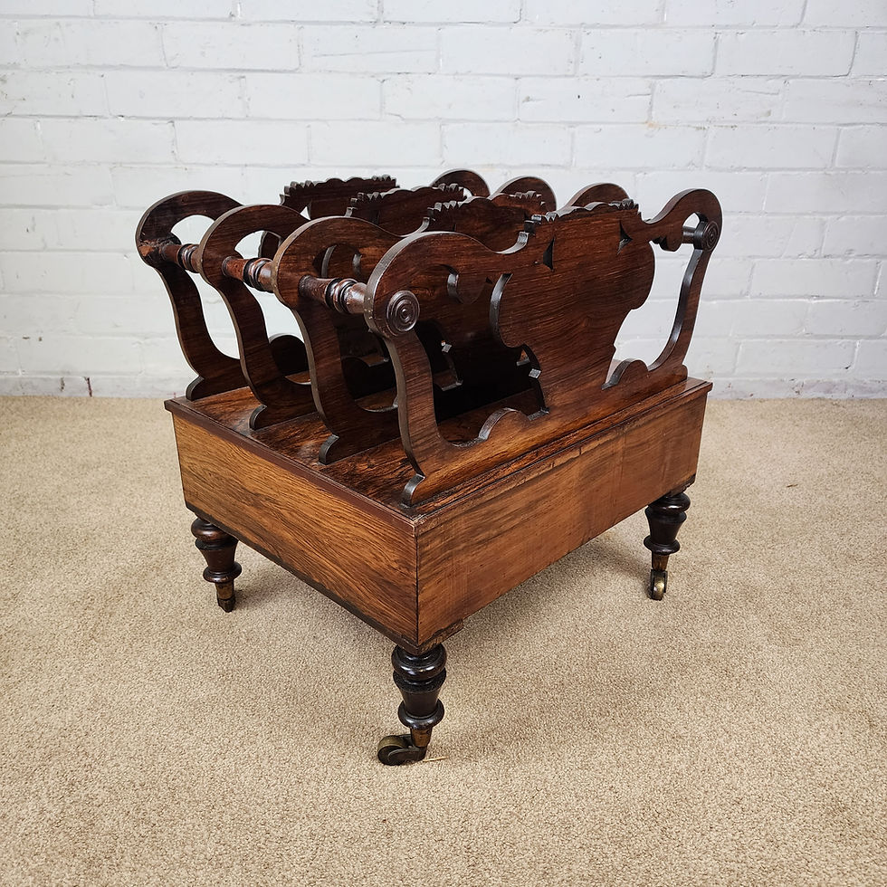 Thumbnail: An Early 19th Century Rosewood Canterbury, Carved Prince of Wales Feathers