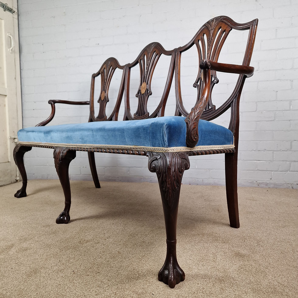 Thumbnail: Original Victorian Sheraton Style Three-Seat Sofa / Settee