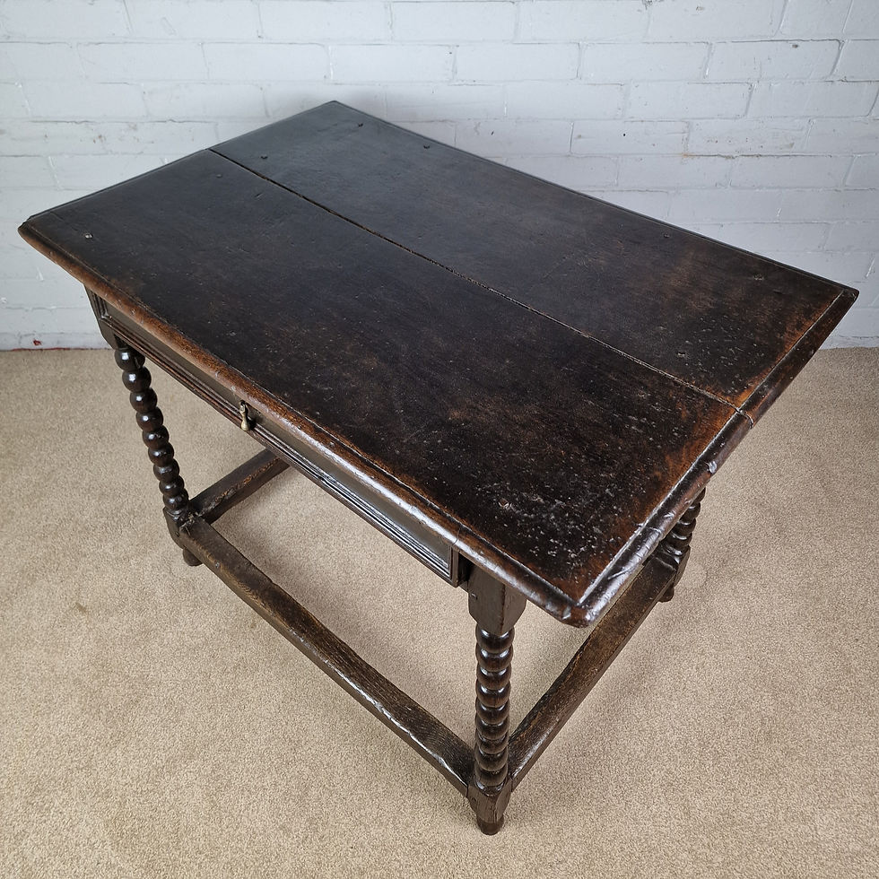 Thumbnail: Charles II Oak Side Table with Bobbin Turned Legs - Mid 17th Century