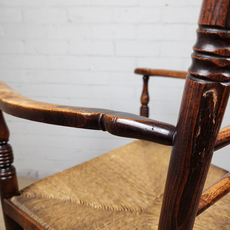 Thumbnail: A George III Elm and Fruitwood Spindle Back Carver Chair
