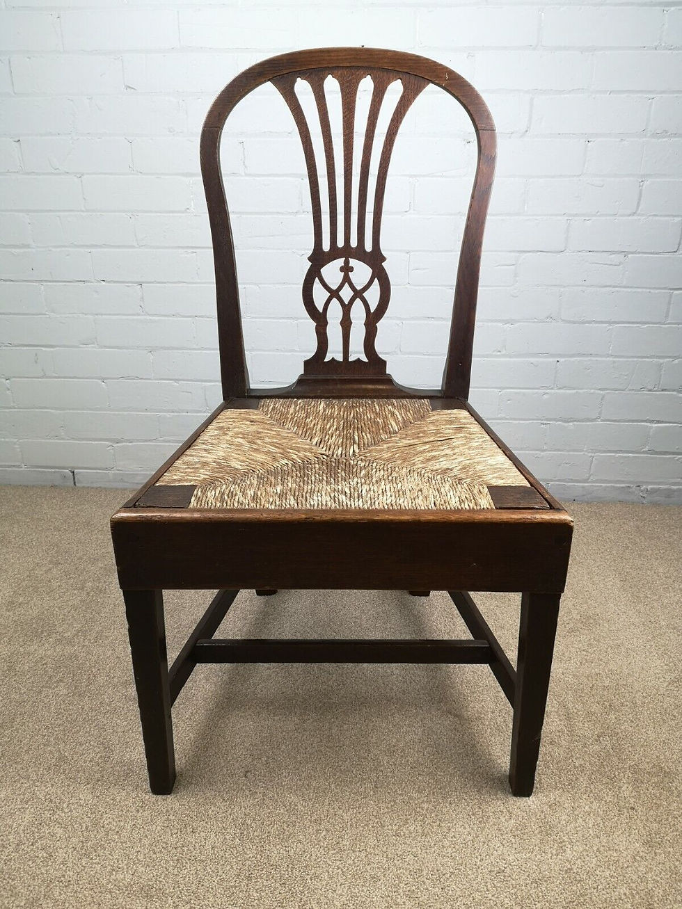Thumbnail: 19th Century Rush Seated Chair in Oak